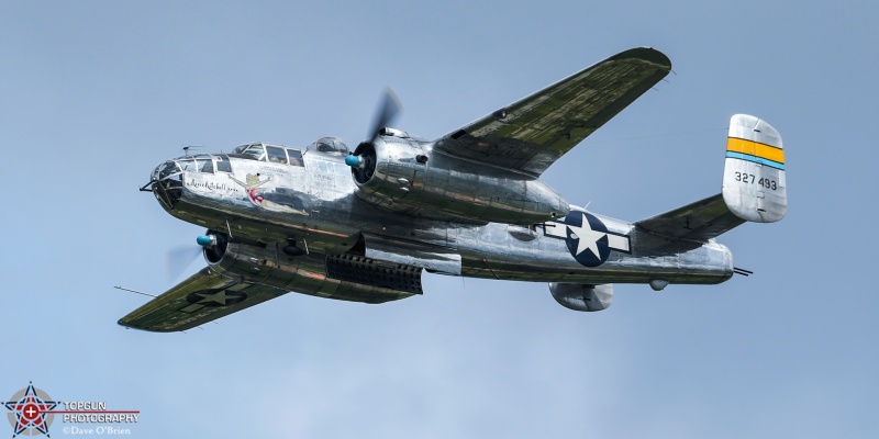 Miss Mitchell B-25J 
N27493 / B-25J 
7/23/24
Keywords: Military Aviation, KOSH, Oshkosh, Wittman Regional Airport, Vintage Aircraft, World War II, B-25J, General Aviation, EEA Airventure