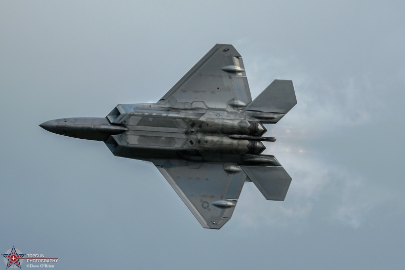 Raptor Demo
02-4034 / F-22A	
1st FW / JB Langley–Eustis, VA
7/23/24
Keywords: Military Aviation, KOSH, Oshkosh, Wittman Regional Airport, F-22 Demo, EEA Airventure