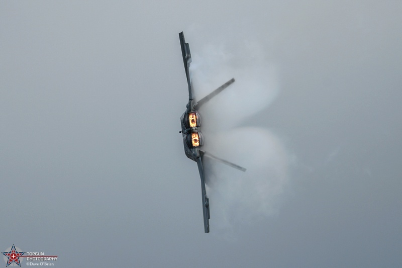 Raptor Demo
02-4034 / F-22A	
1st FW / JB Langley–Eustis, VA
7/23/24
Keywords: Military Aviation, KOSH, Oshkosh, Wittman Regional Airport, F-22 Demo, EEA Airventure