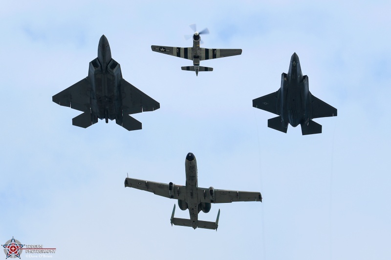 061-Heritage Fight D5-3-5653
NL74190 / P-51D 

78-0651 / A-10C	
354th FS  / Davis–Monthan AFB, AZ

01-4018 / F-22A	
1st FW / JB Langley–Eustis, VA

20-5585 / F-35A	
421st FS / Hill AFB, UT
7/23/24
Keywords: Military Aviation, KOSH, Oshkosh, Wittman Regional Airport, A-10 Demo, P-51D Mustang, F-22 Demo, F-35 Demo, USAF Heritage Flight, General Aviation, EEA Airventure