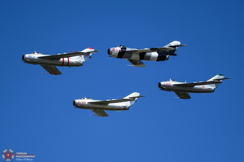 Four ship of MIG-17's
N6953X / MIG-17 0511
NX917F / MIG-17H 1613
N1726M / MIG-17 1726
NX717MG / MIG-17 1210

7/24/24
Keywords: KOSH, Oshkosh, Wittman Regional Airport, Vintage Aircraft, Vietnam Aircraft, MIG-17, General Aviation, EEA Airventure