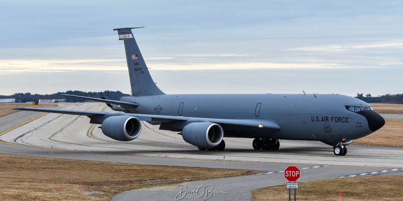 BANKER22 heading out for CAP ops
58-0004 / KC-135R	
106th ARS	/ Sumpter Smith ANGB, AL
3/2/24
Keywords: Military Aviation, KPSM, Pease, Portsmouth Airport, KC-135R, 106th ARS