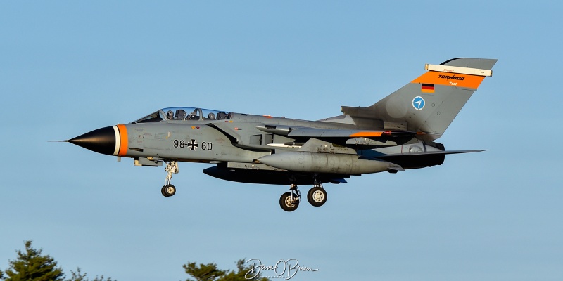 GAFW62
98+60 / Tornado IDS(T)	
WTD61 / Manching AFB, Germany
9/10/24
Keywords: Military Aviation, KPSM, Pease, Portsmouth Airport, GAF Air Force, Tornado IDS(T)