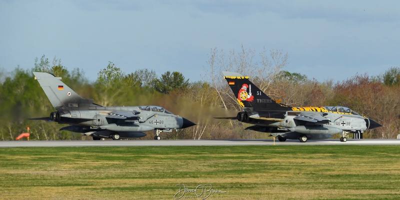 GAMF51 & GAMF52 
46+25 / Tornado ECR	
TLG51 / Schleswig, GE

46+38 / Tornado ECR	
TLG51 / Schleswig, GE
4/30/25

Keywords: Military Aviation, KPSM, Pease, Portsmouth Airport, Jets, GAF, Tornados