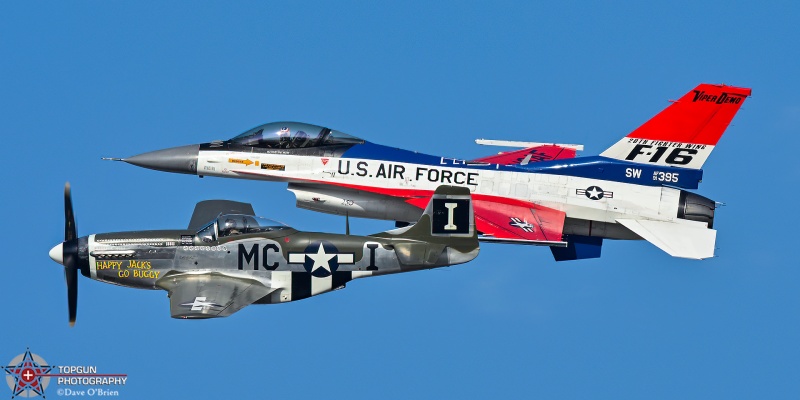Heritage Flight
91-0395 / F-16C	
55th FS / Shaw AFB, SC

N74190 / P-51C	
San Antonio, TX
7/20/26
Keywords: Military Aviation, KOSH, Oshkosh, EAA Air Adventure, Air Show, F-16 Demo, P-51, Heritage Flight