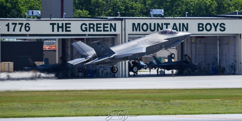 MAPLE32 17-5284 F-35A-219
17-5284 / F-35A	
134th FS / Burlington ANGB, VT
5/31/24
Keywords: Military Aviation, KBTV, Burlington Airport, Jets, F-35A, 158th FW