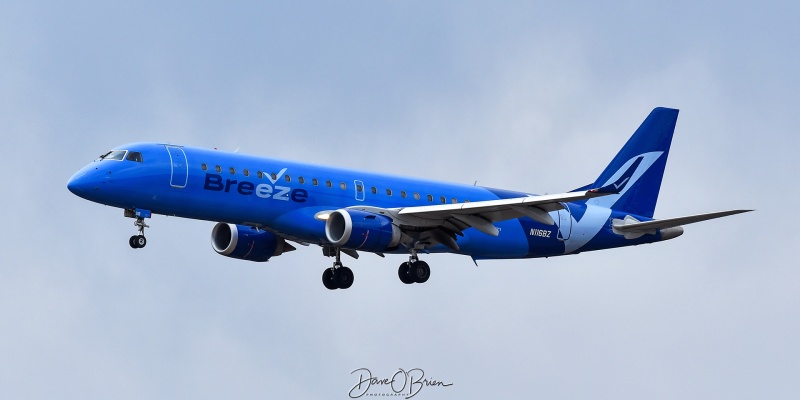 MOXY6399 new airline out of KPSM
N116BZ / E190 
Breeze Airlines
3/20/24
Keywords: KPSM, Pease, Portsmouth Airport, Breeze Airlines