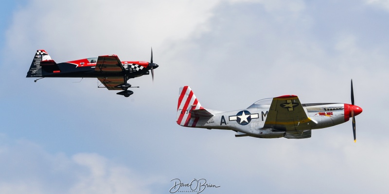 Rob Holland & a P-51D depart to fly over Hampton Beach
MXS-RH / NX530RH
Mustang / N51MX	
9/9/23
Keywords: Military Aviation, KPSM, Pease, Portsmouth Air Show, P-51