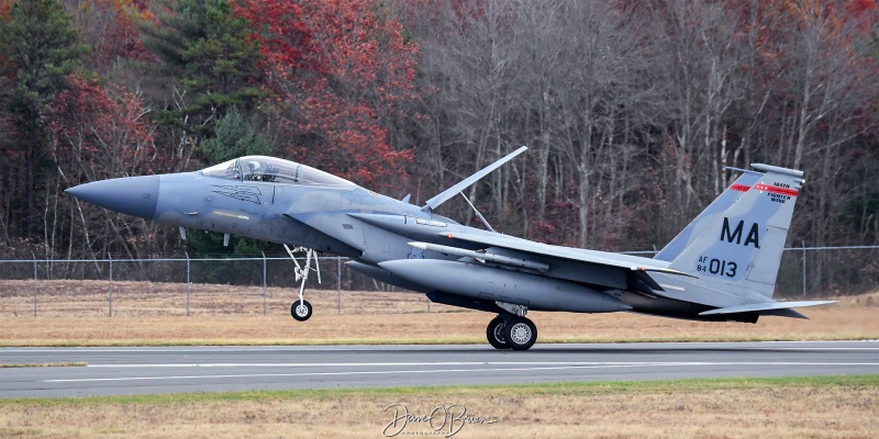 NOBLE11 NOBLE Flight returning from early morning CAP Duty
F-15C / 84-0013	
104th FW / Barnes ANGB, MA
11/2/24
Keywords: Military Aviation, KBAF, Barnes, Westfield Airport, Jets, F-15C, 104th FW