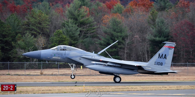 NOBLE12 
F-15C / 85-0108	
104th FW / Barnes ANGB, MA
11/2/24
Keywords: Military Aviation, KBAF, Barnes, Westfield Airport, Jets, F-15C, 104th FW