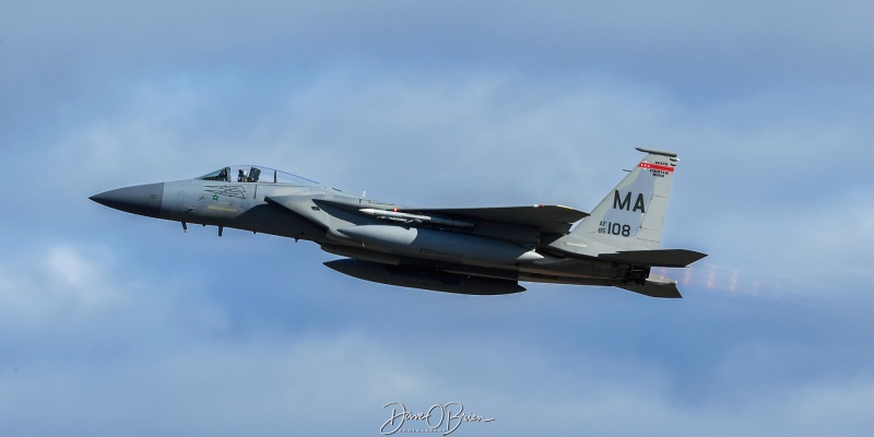 NOBLE21 departing for the afternoon sortie
F-15C / 85-0108	
104th FW / Barnes ANGB, MA
11/2/24
Keywords: Military Aviation, KBAF, Barnes, Westfield Airport, Jets, F-15C, 104th FW