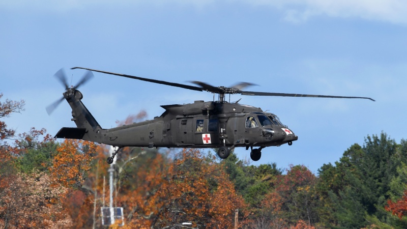 PATRIOT15 heading out to help drop water on a local fire
HH-60M / 08-20127	
3-126th AVN / Barnes ARNGB, MA
11/2/24
Keywords: Military Aviation, KBAF, Barnes, Westfield Airport, HH-60M Blackhawk, 3-126th AVN