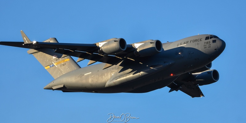 REACH633
07-7183 / C-17A	
437th AW / JB Charleston, SC
5/3/24
Keywords: Military Aviation, KPSM, Pease, Portsmouth Airport, C-17A, 437th AW