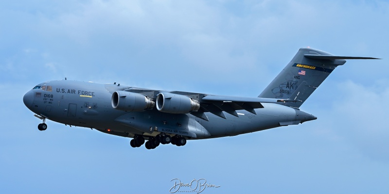 REACH699 landing RW34
99-0168 / C-17A	
144th AS / JB Elmendorf–Richardson, AK
5/2/26
Keywords: Military Aviation, KPSM, Pease, Portsmouth Airport, C-17,