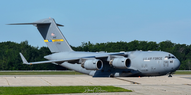 REACH875 
07-7180 / C-17A	
437th AW / JB Charleston, SC
8/11/24
Keywords: Military Aviation, KPSM, Pease, Portsmouth Airport, C-17, 437th AW