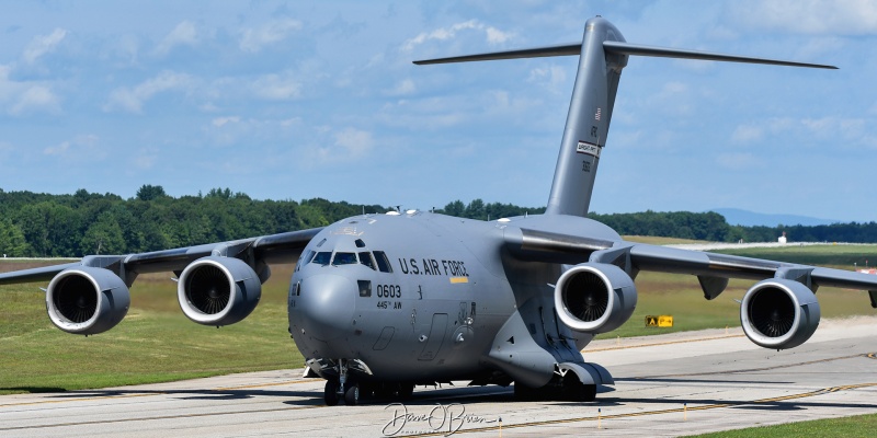 RHINO92
93-0603 / C-17A	
89th AS / Wright-Patterson AFB, OH
8/10/24
Keywords: Military Aviation, KPSM, Pease, Portsmouth Airport, C-17A,