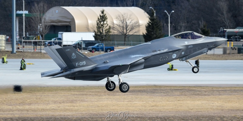 NAF322
F-019 / F-35A	
322sq / Leeuwarden AB, NLD
3/5/24
Keywords: Military Aviation, KBTV, Burlington Airport, Jets, F-35A, RNALF