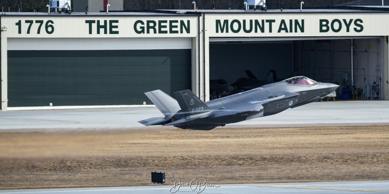 NAF329
F-023 / F-35A	
313sq / Volkel, NLD
3/5/24
Keywords: Military Aviation, KBTV, Burlington Airport, Jets, F-35A, RNALF