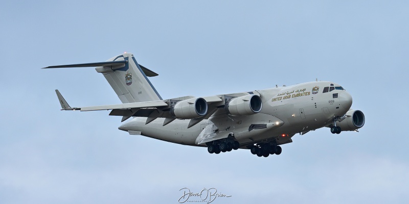 UAF1235 - Gold UAE C-17 makes a return visit.
1228	/ C-17A	
15th Strategic Airlift Sq / Abu Dhabi/Zayed Intl, UAE
5/2/26
Keywords: Military Aviation, KPSM, Pease, Portsmouth Airport, C-17, 15th Strategic Airlift Sq
